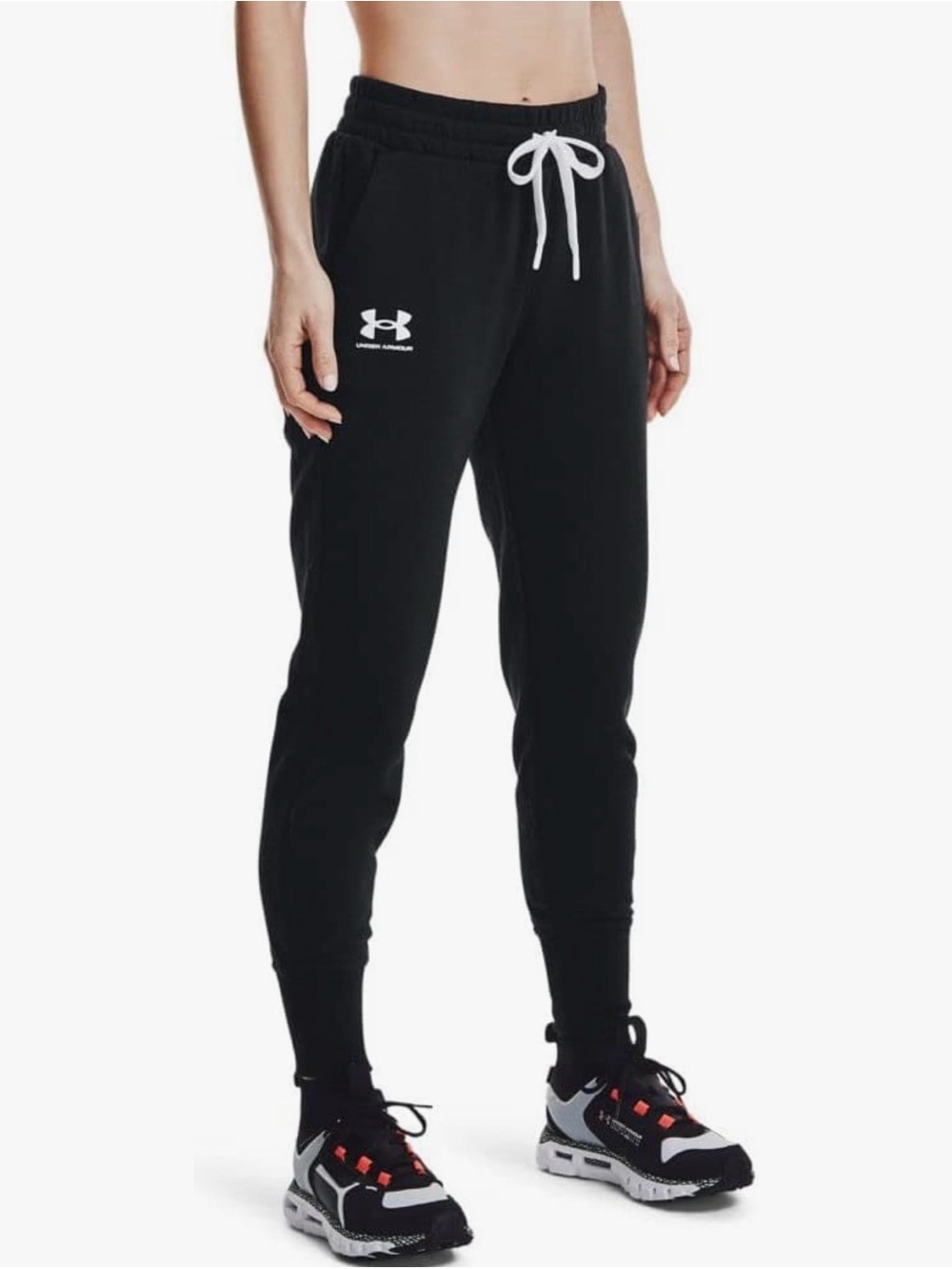 NWT  Under Armour  Black & White Rival Fleece Joggers Sweatpants - S